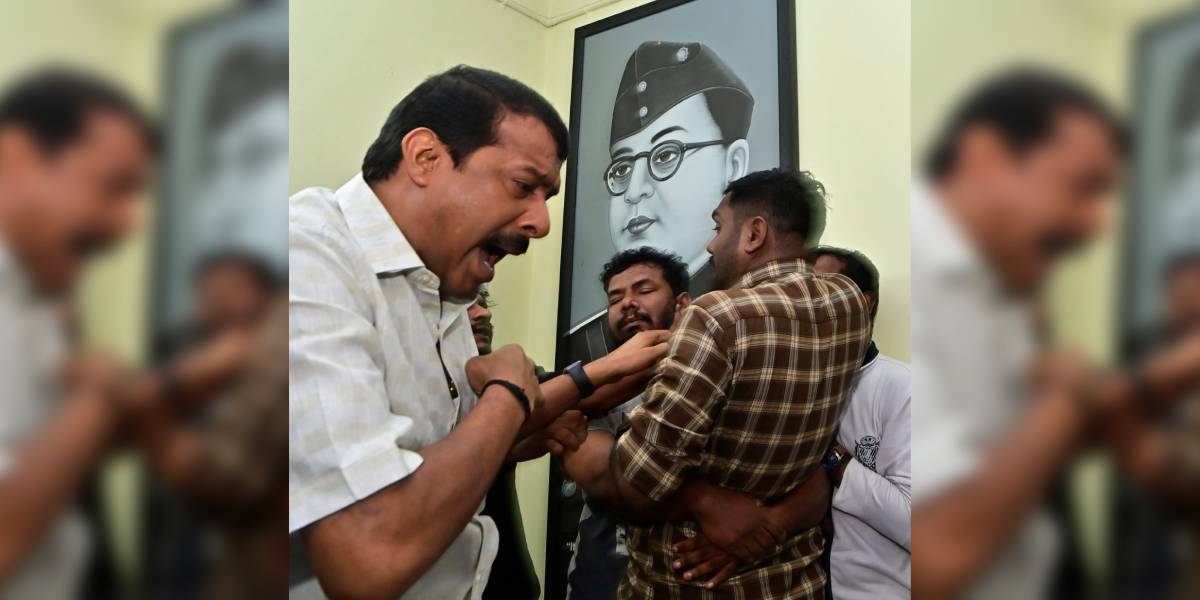 The fight broke out after a group of workers blamed the other for K Muraleedharan's defeat in the Lok Sabha election. (Supplied)