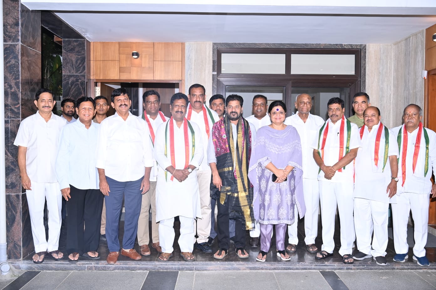 BRS-MLCs The MLCs met in a Hyderabad hotel before riding to Revanth Reddy's house and joining to the Congress. (Supplied)