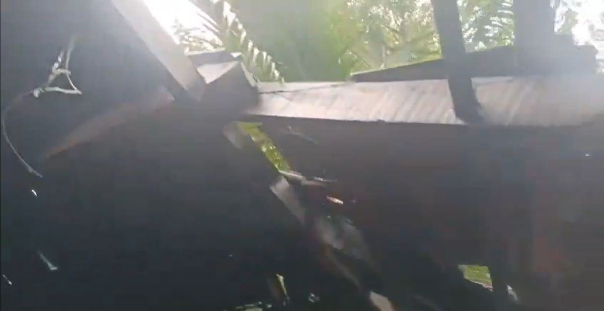 Collapsed roof of the house Collapsed roof of the house