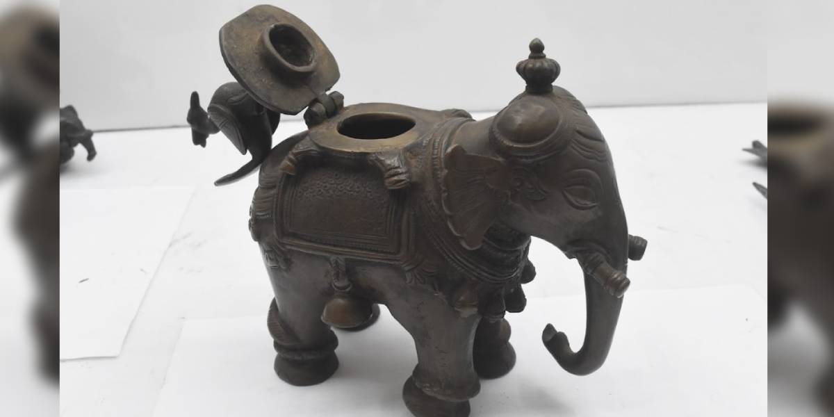 An inkpot on display at the Sri Dharmasthala Culture Research Foundation in Dakshina Kannada's Dharmasthala. (Supplied)