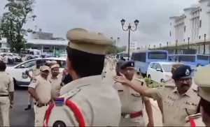 The police had not entered the library premises during the previous BRS rule. (Screengrab)