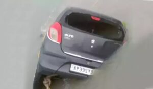 The teacher and two students were travelling in the car when floodwaters swept away the vehicle. (Supplied)
