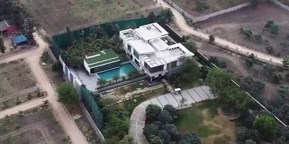 Farmhouse An aerial view of the farmhouse at Janwada, which KTR said, was taken on lease from a friend. (Sourced)