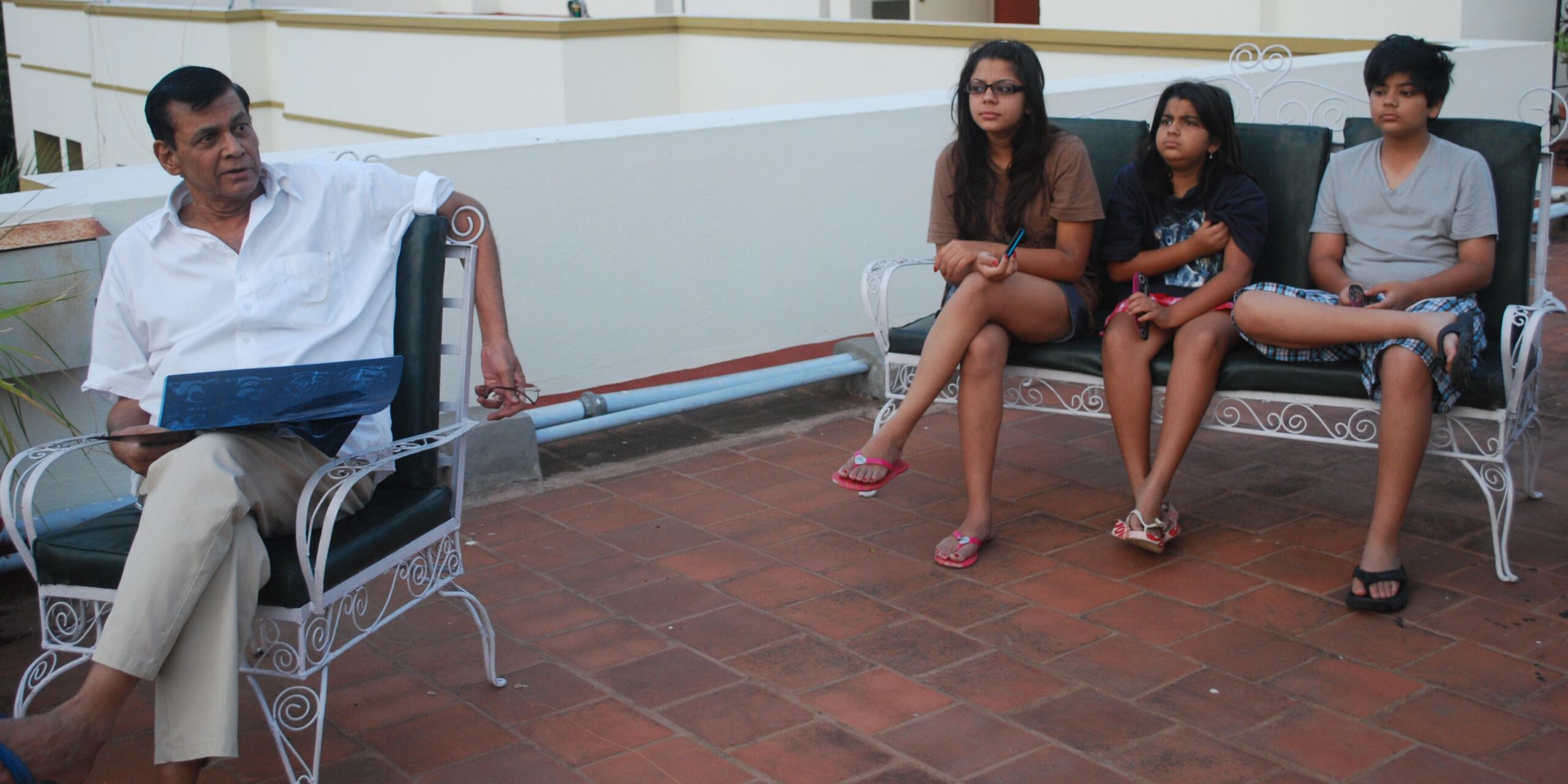 Former army chief General S Padmanabhan, in Chennai on the roof to watch the solar eclipse in 2009. My youngsters were early-morning groggy.