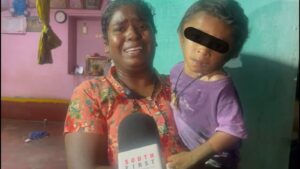 Ramya in tears speaking to South First explaining the family's doomed state due to her four year old son's diagnosis of Cerebral Palsy.