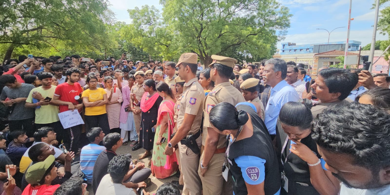 Students protesting at NIT Trichy. (Supplied)