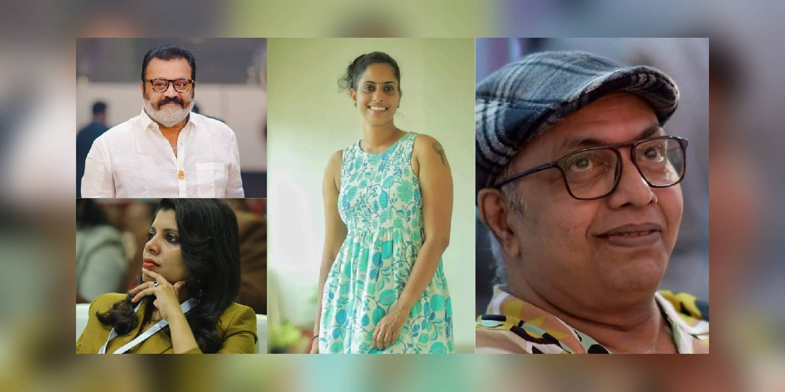 Suresh Gopi, Journalist Aparna Sen, Film Activist Arathy Sebastian, and Actor Shammi Thilakan Suresh Gopi, Journalist Aparna Sen, Film Activist Arathy Sebastian, and Actor Shammi Thilakan