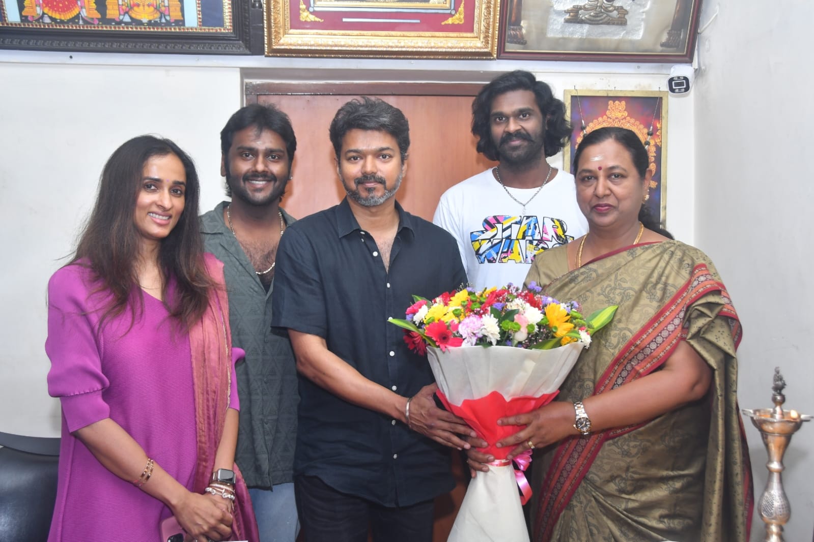 'GOAT' team with Premalatha Vijayakanth. (X)