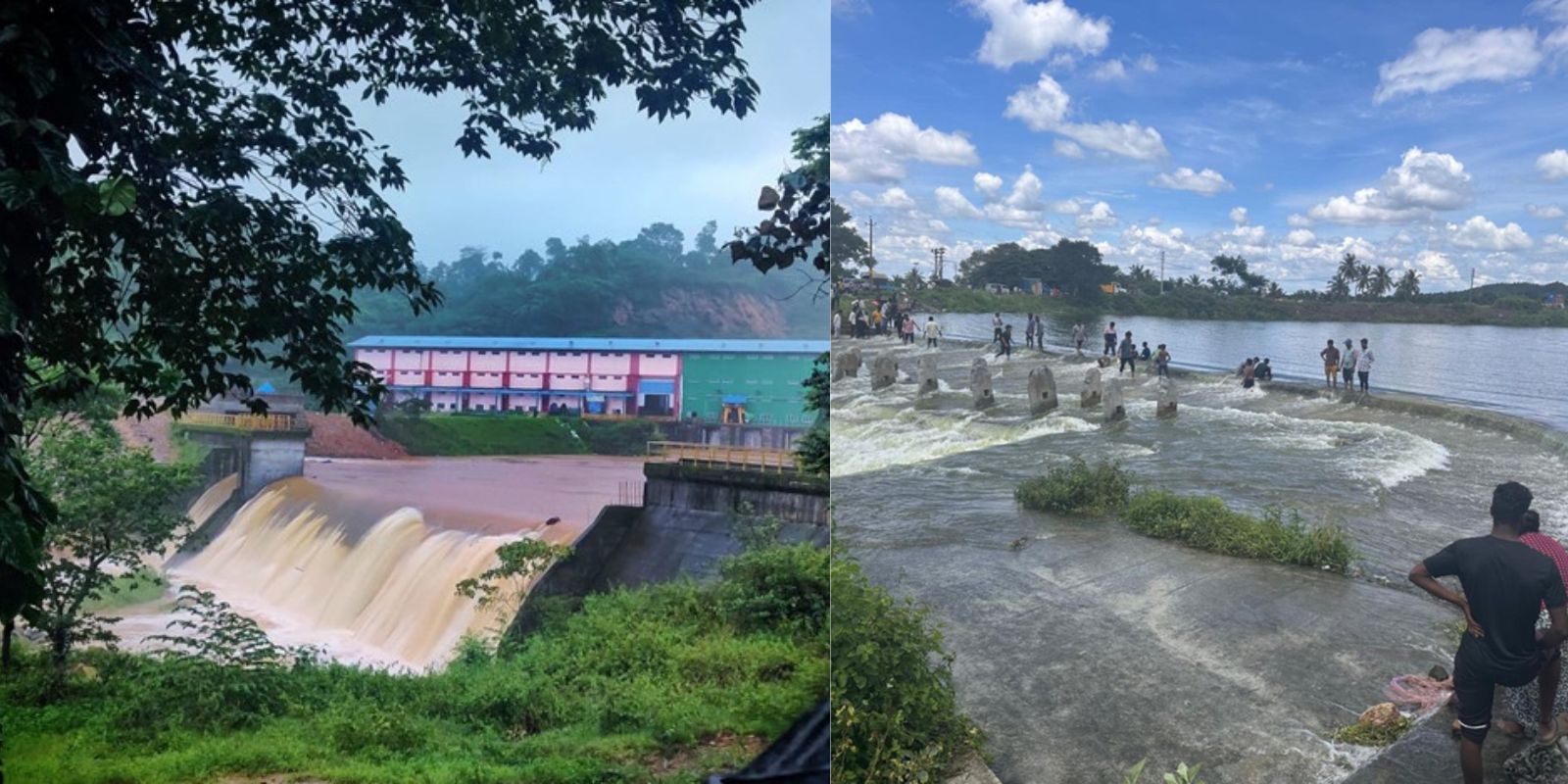 Weir-1 of Yettinahole project and Halibedu tank overflowing