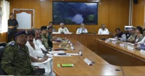 Prime Minister Narendra Modi chairing the assessment meeting at Wayanad Collectorate.