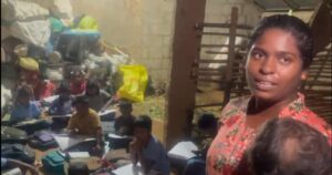 Ramya teaching children of her village