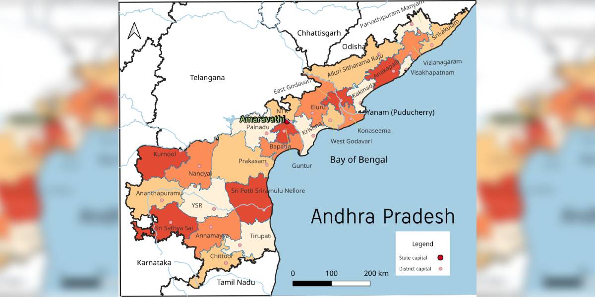 Andhra Pradesh more than doubled its number of districts from 13 to 26 with a single executive order in 2022. (Arjunaraoc/Wikimedia)