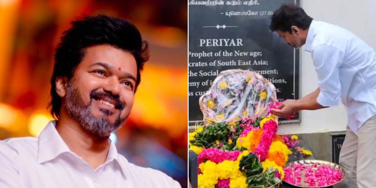 Actor Vijay visits Thanthai Periyar memorial Actor Vijay's visit to Thanthai Periyar memorial sparks debate