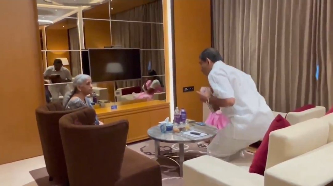 Apology The video showed Srinivasan apologising to Finance Minister Nirmala Sitharaman in the presence of MLA Vanathi Srinivasan (partially hidden).