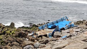 Wreckage of a fishing vessel at Muthalapozhi