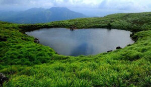The heart-shaped pond on Chembra Peak. (Wikimedia Commons)
