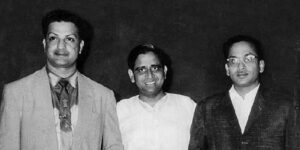 NTR, Ghantasala, and ANR pose for a picture