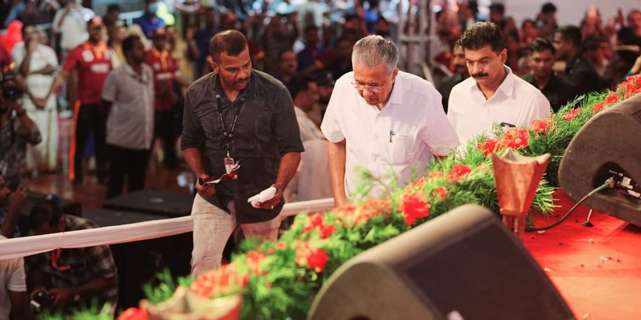 PV Anvar MLA accompanying Chief Minister Pinarayi Vijayan. (Facebook) PV Anvar MLA accompanying Chief Minister Pinarayi Vijayan.