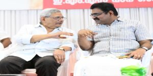 Late CPI(M) General Secretary Sitaram Yechury with Cochin Corporation Mayor Advocate M Anilkumar