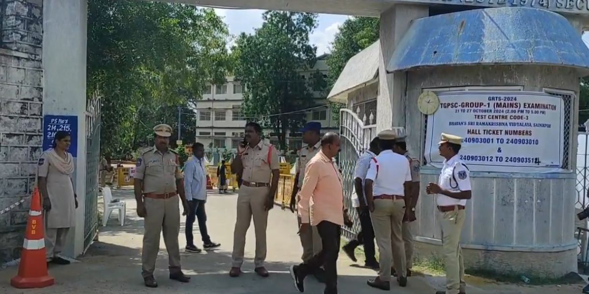 A TGPSC Group I main exam centre in Hyderabad