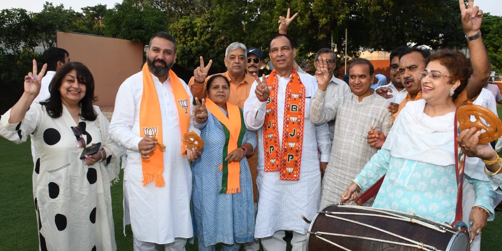 BJP leaders celebrating the victory in Haryana. (X) Haryana election results
