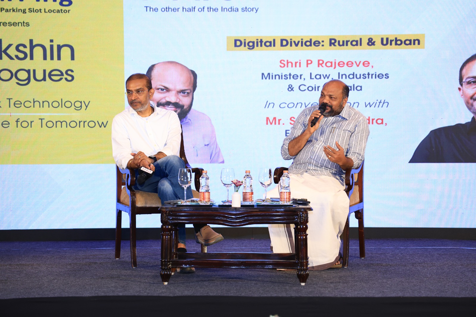P Rajeev speaking at Dakshin Dialogues in Hyderabad on Saturday, 5 October 2024.