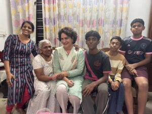 Priyanka Gandhi Vadra visited the house of an ex-service man on Tuesday night. (Supplied)