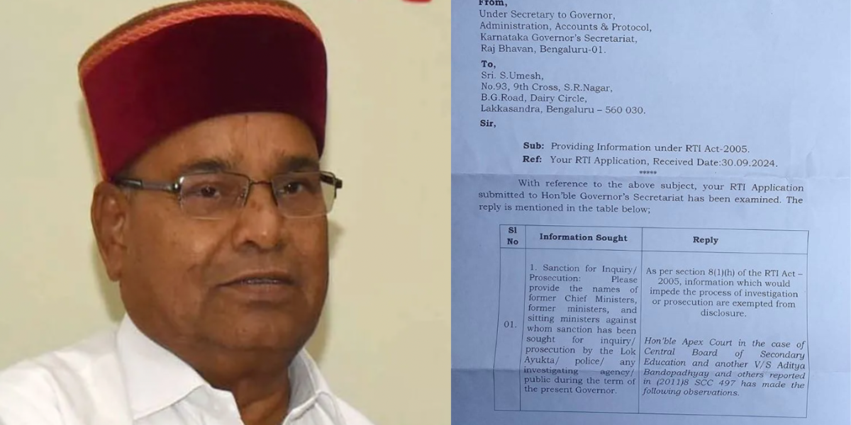 Governor refuses RTI disclosure on corruption action against politicians Governor refuses RTI disclosure on corruption action against politicians