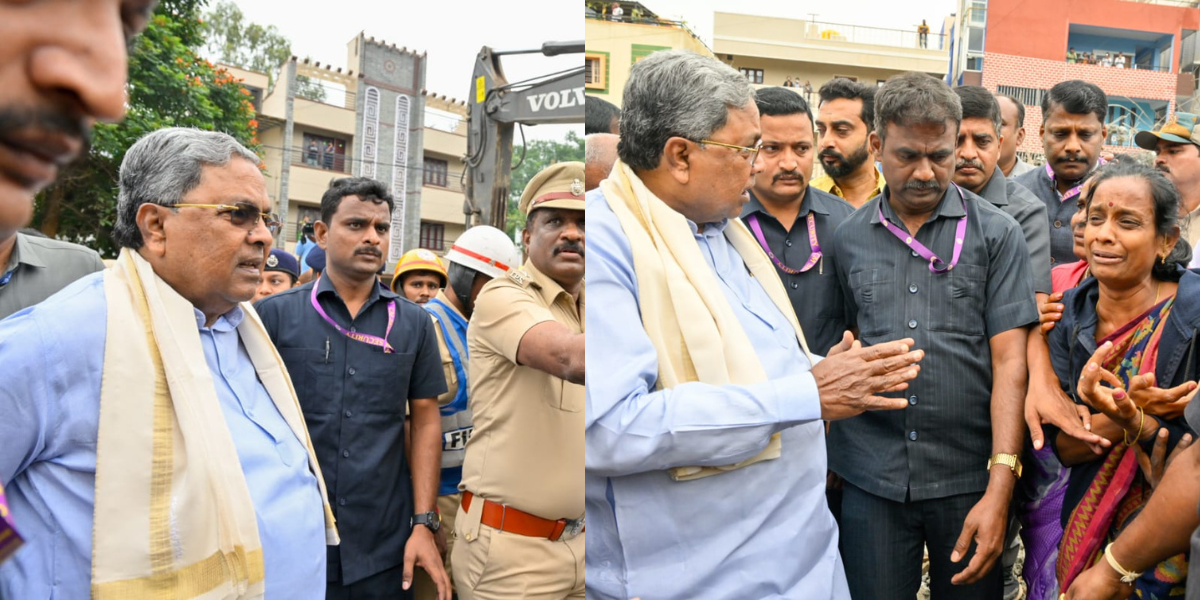 CM Siddaramaiah visits building collapse site