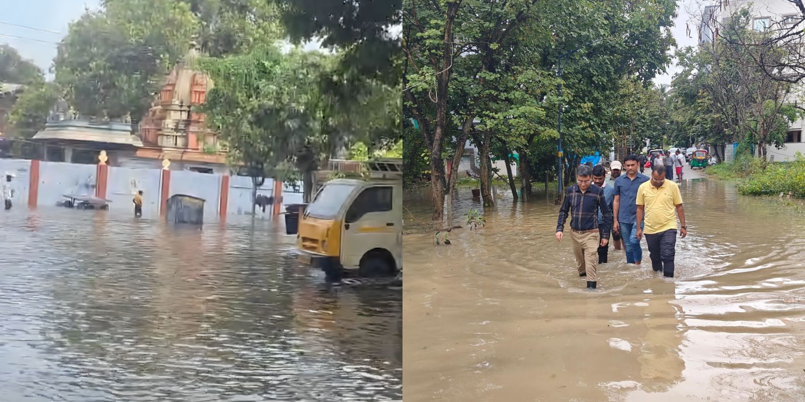 Chennai temple flooded, BBMP commissioner inspects flood affected Bengaluru areas