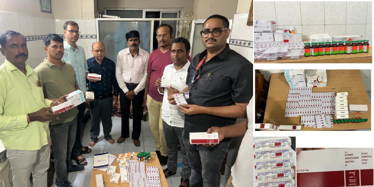 Officials with the seized drugs.