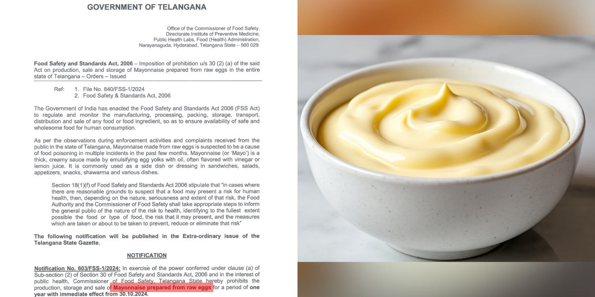 Telangana bans mayonnaise made with raw eggs