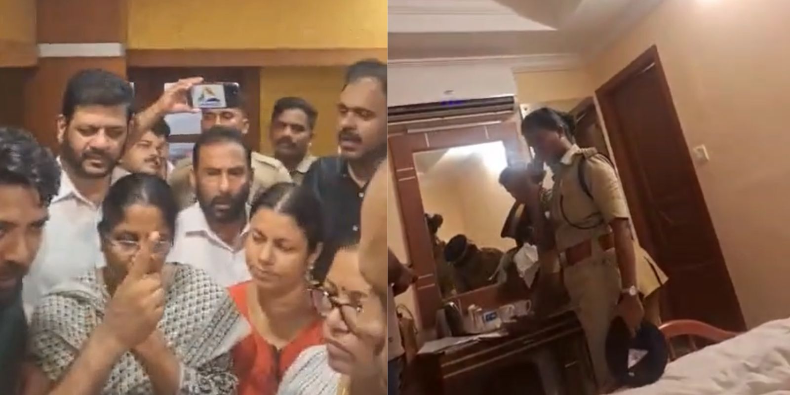 Police search Congress leaders hotel rooms in Palakkad Police search Congress leaders hotel rooms in Palakkad