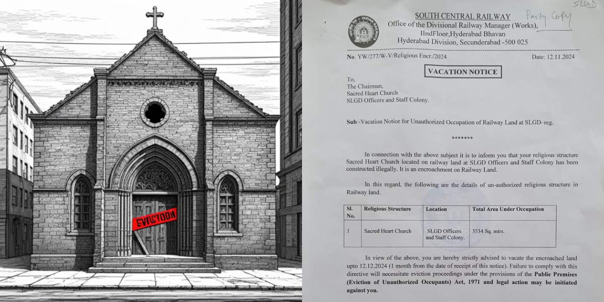 Hyderabad’s century-old Sacred Heart Church faces eviction from South Central Railways Hyderabad’s century-old Sacred Heart Church faces eviction from South Central Railways