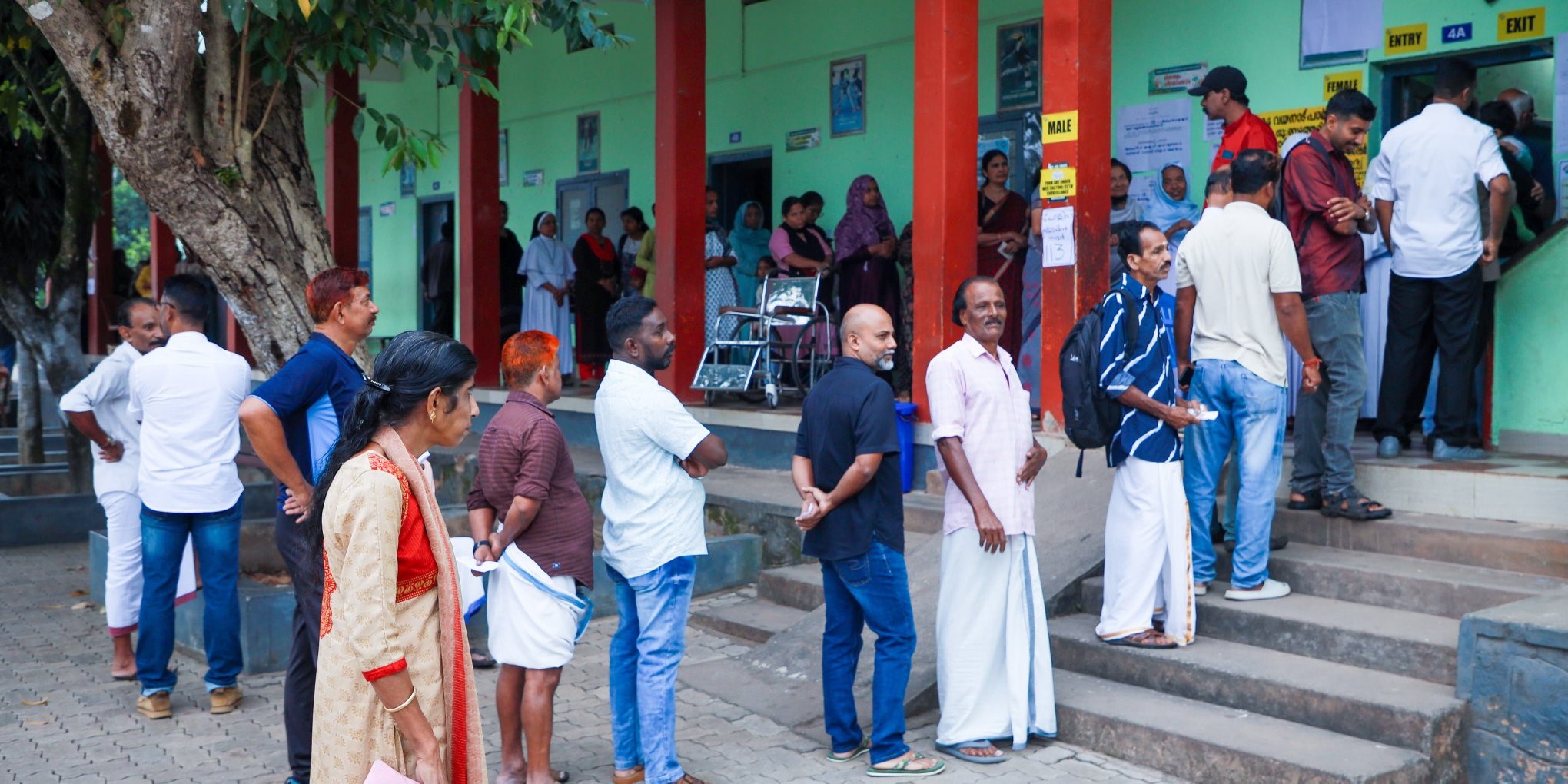 Voters in a polling booth in Wayanad. Voters in a polling booth in Wayanad.