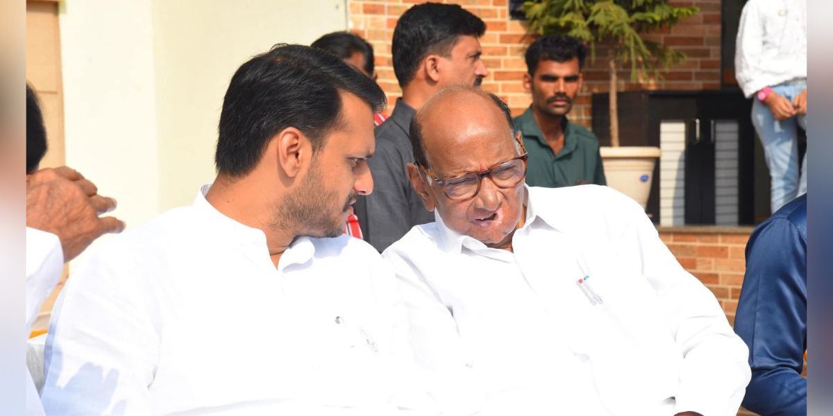 Yugendra Pawar with Sharad Pawar. (Facebook)