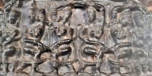 Carvings on one of the Basalt Pillars within the temple complex