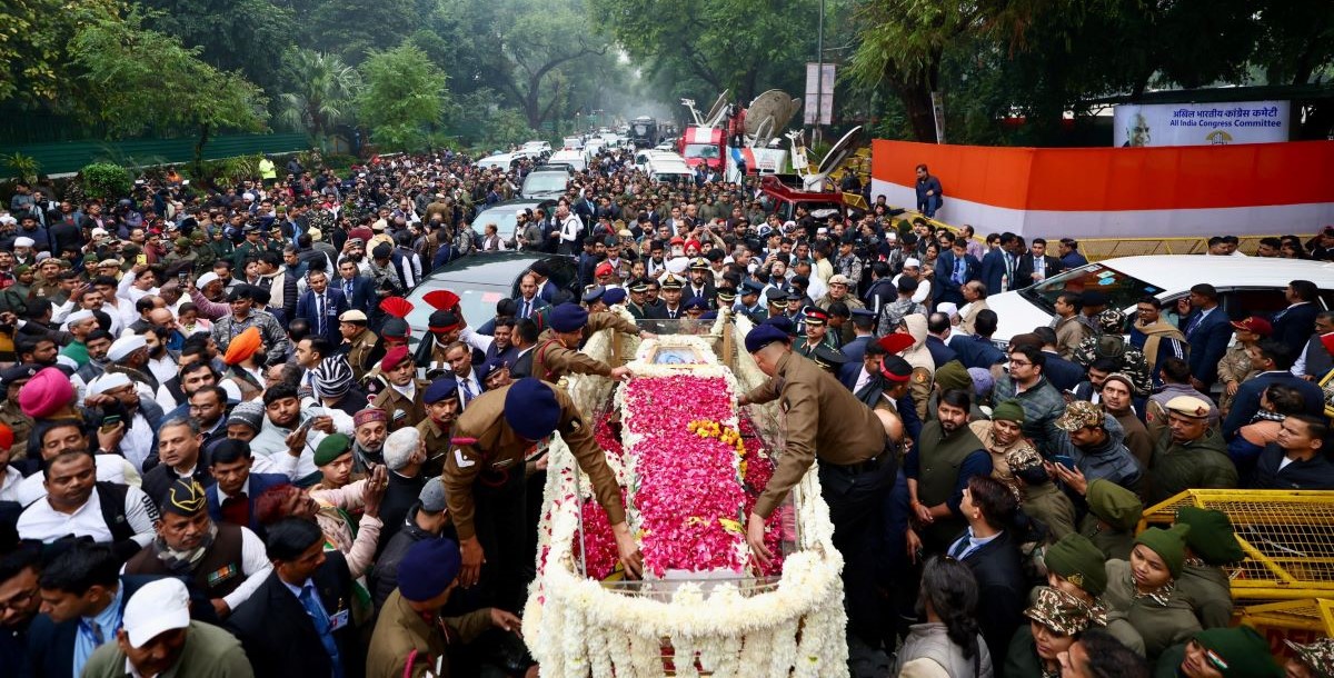 Funeral procession of former PM Mannohan Singh