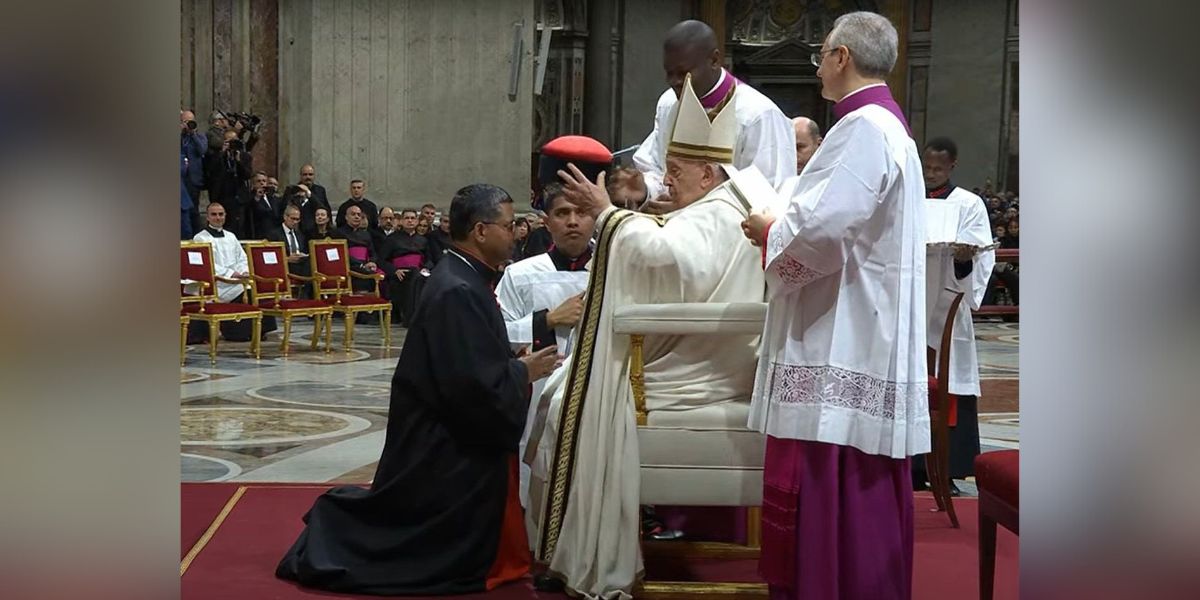 Pope Francis ordaining Monsignor George Jacob Koovakkad as a Cardinal. Monsignor George Jacob Koovakkad