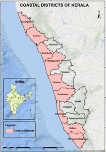 Coastal districts in Kerala.