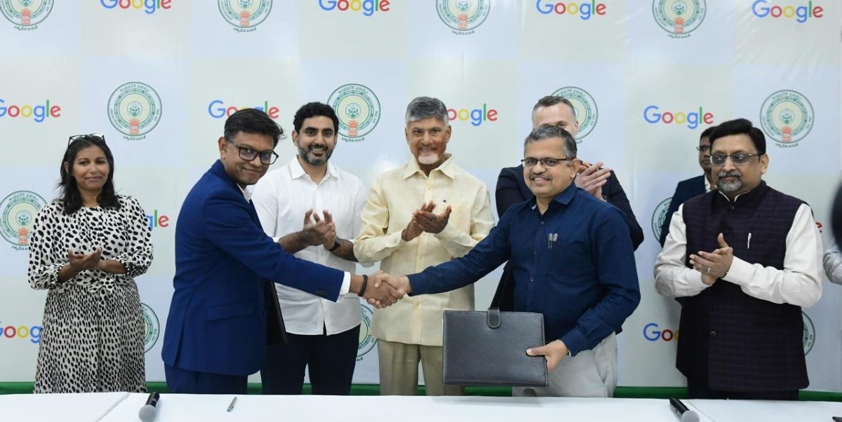 Vice President of Google Global Networking Bikash Koley with Andhra Pradesh Chief Minister Chandrababu Naidu Vice President of Google Global Networking Bikash Koley with Andhra Pradesh Chief Minister Chandrababu Naidu