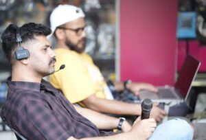 Vishnu Vinay on the sets of Anand Sreebala