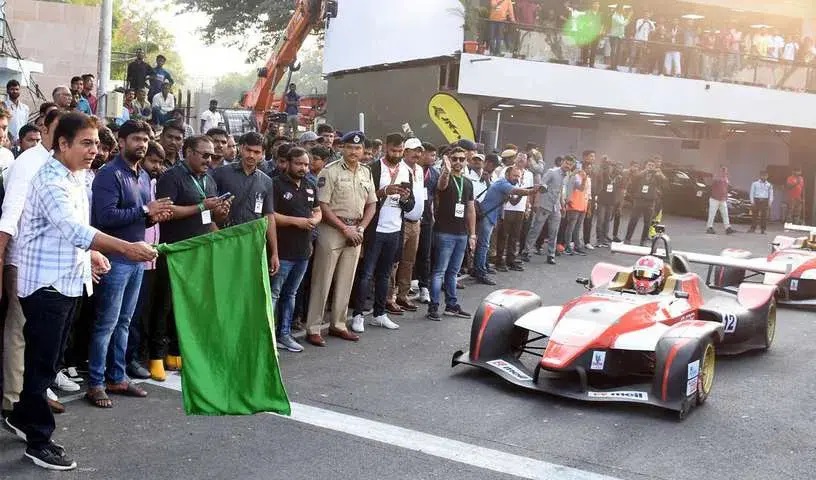 KTR flagging off the Formula E race in November 2022.