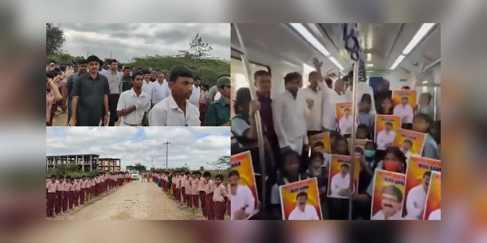 Children used to welcome Tirupati Reddy and celebrate Congress leader Mynapalli birthday