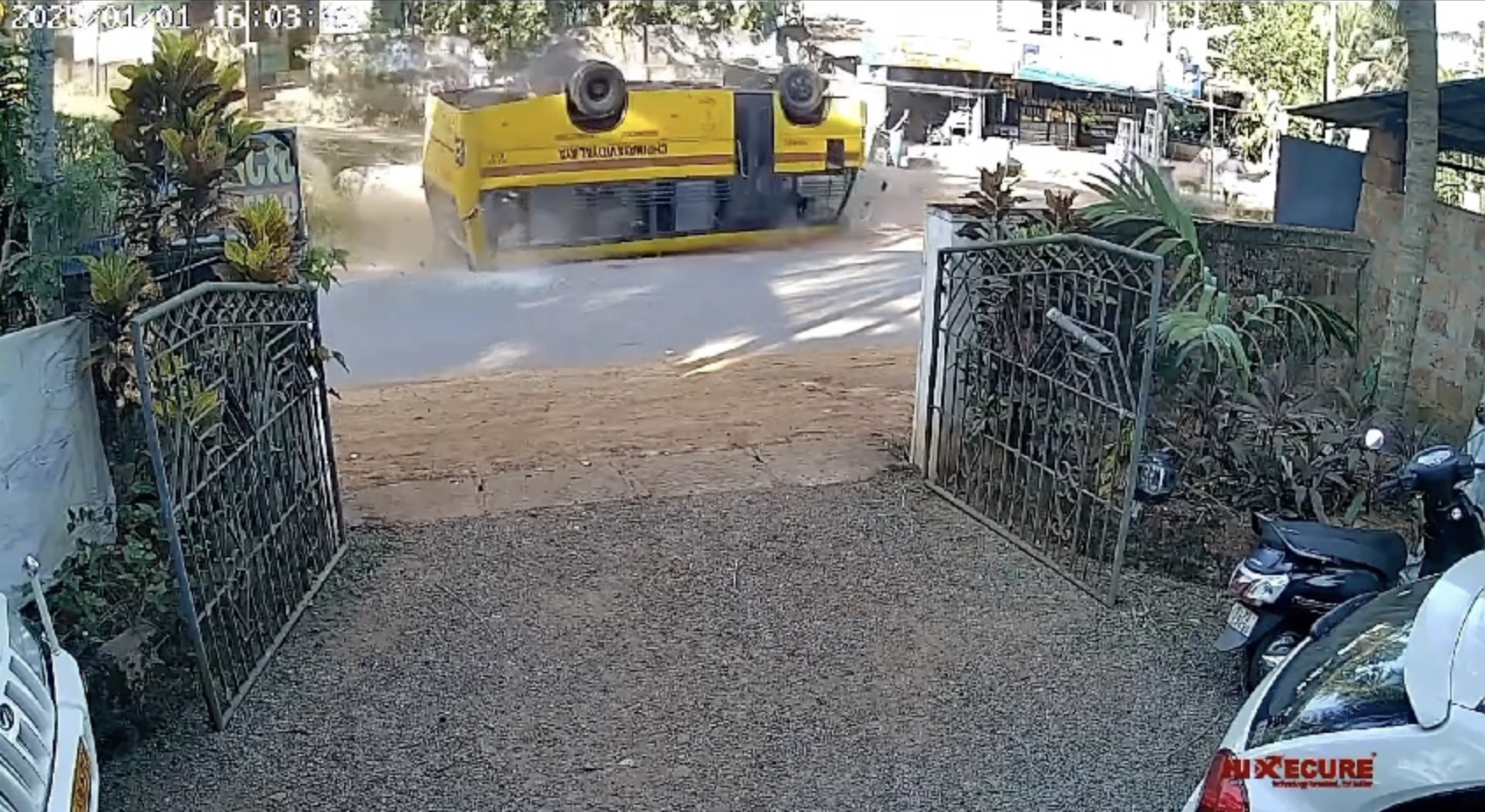Local residents blamed the unscientific road construction for the accident. (Screengrab)