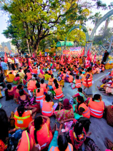 The protest did not disrupt the traffic
