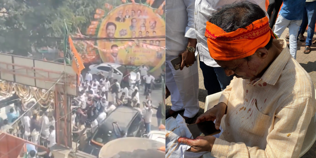 Clash erupts between Congress and BJP cadres outside Nampally office in Hyderabad