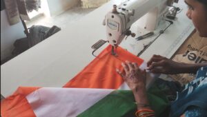 Stitching flags is the only source of income for Sircilla's Y Lakshmi