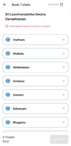 Mee Ticket Allows for a variety of temple related bookings