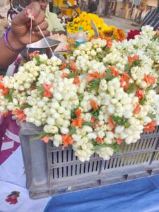Natural decorations like garlands and floral arrangements